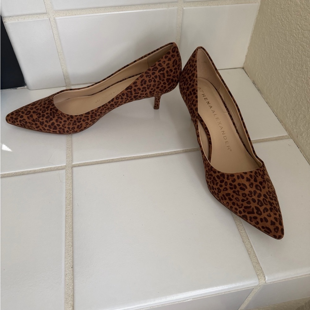 Athena Alexander Brown Leopard-Print Pointed Kitten Heels